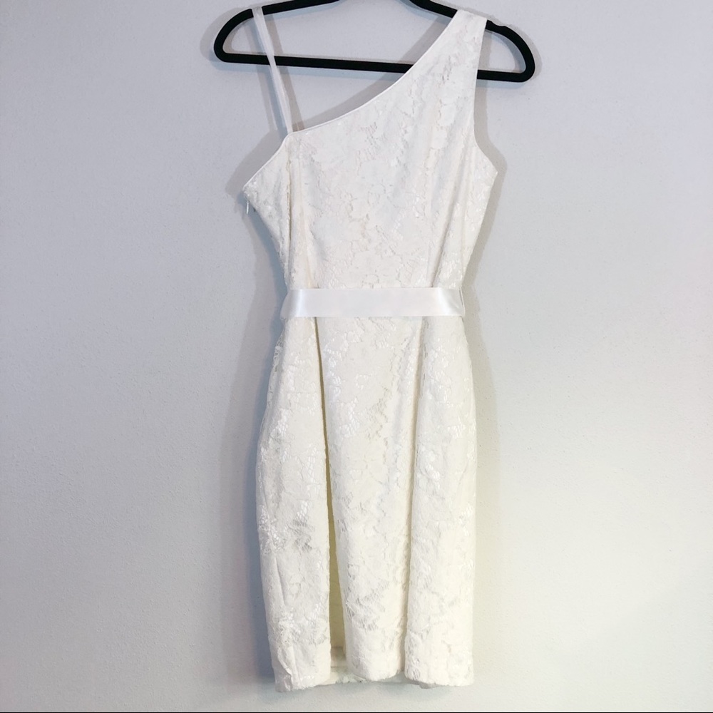 Simply Liliana white lace one shoulder dress sz 8 - Picture 2 of 8